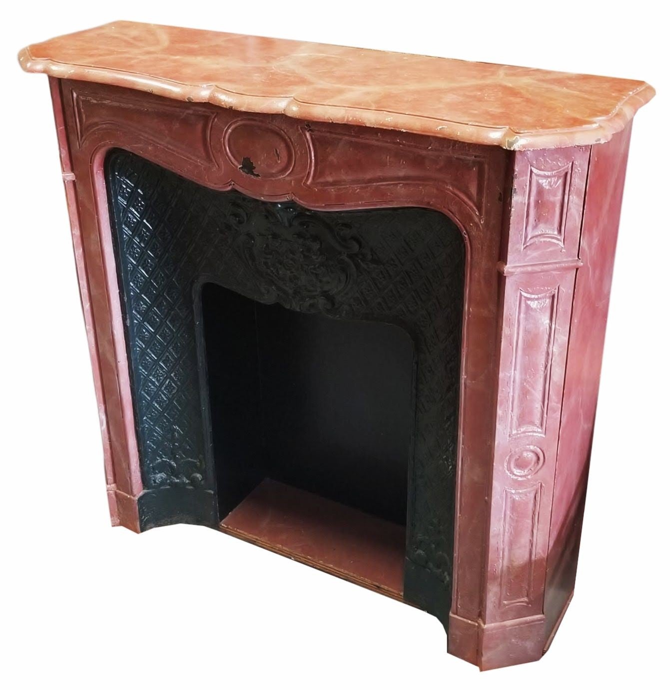 Louis XV Stil Burgunder Faux Kamin Mantel im Angebot