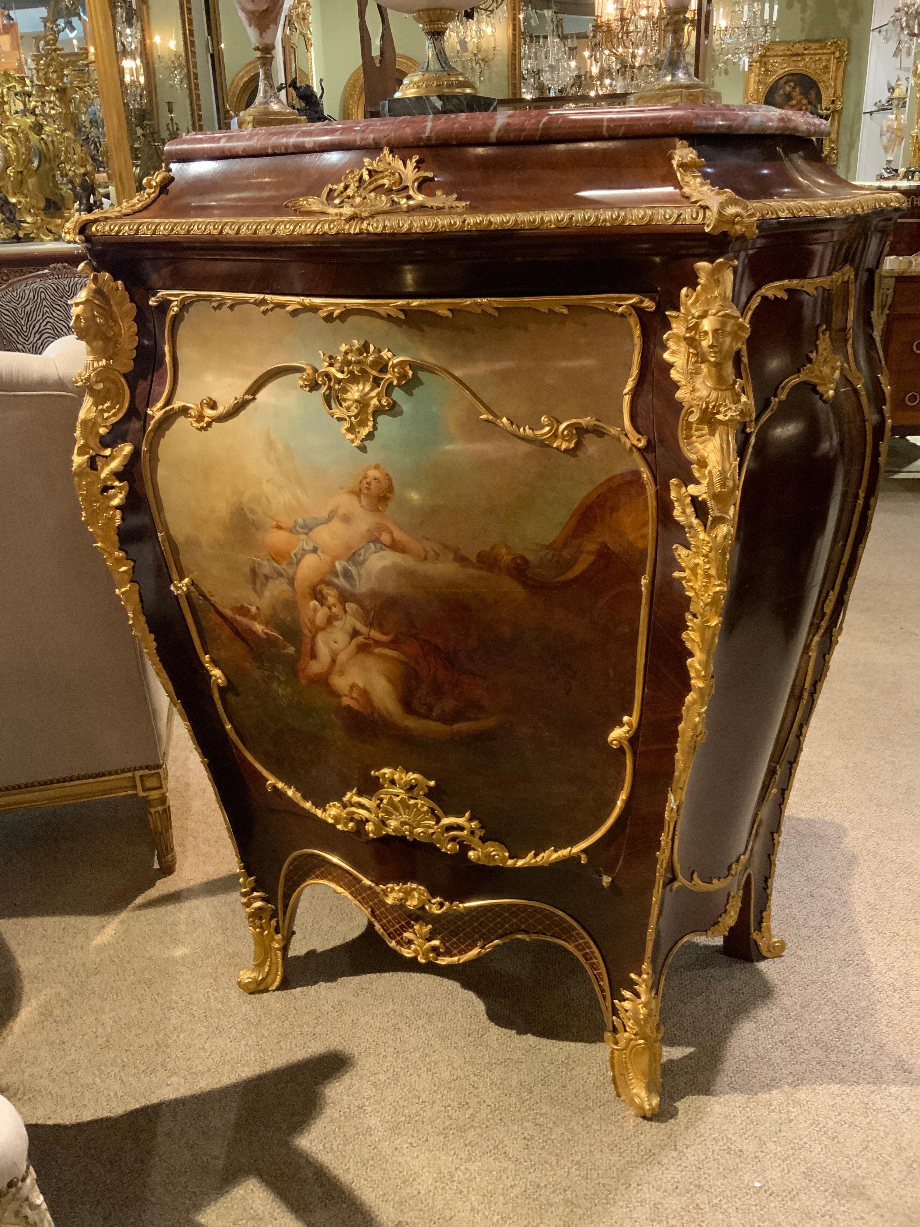 Armoire de style Louis XV, peinte, plateau en marbre en vente 3