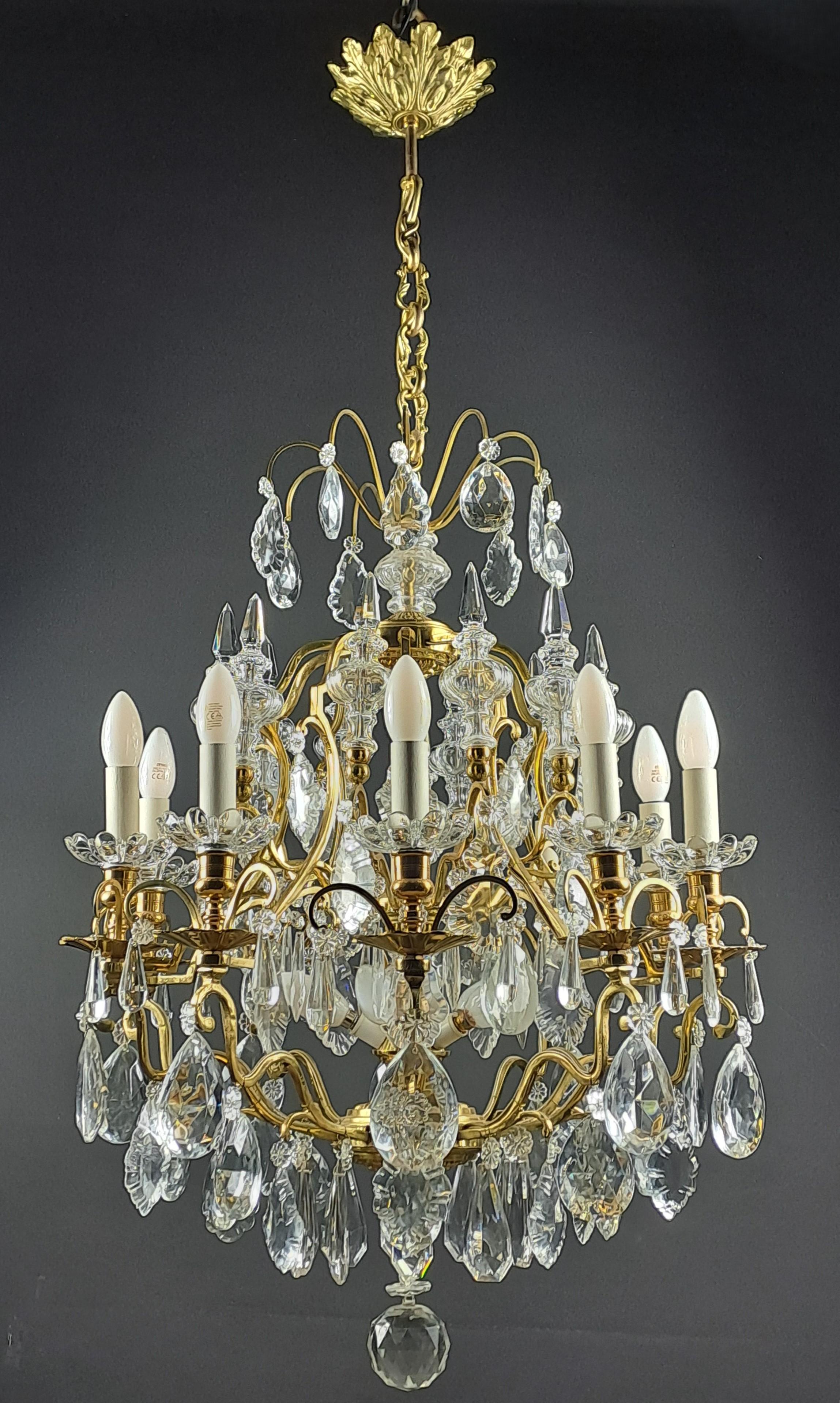 Louis XV Style Cage Chandelier In Gilded Bronze And Baccarat Crystal For Sale 4