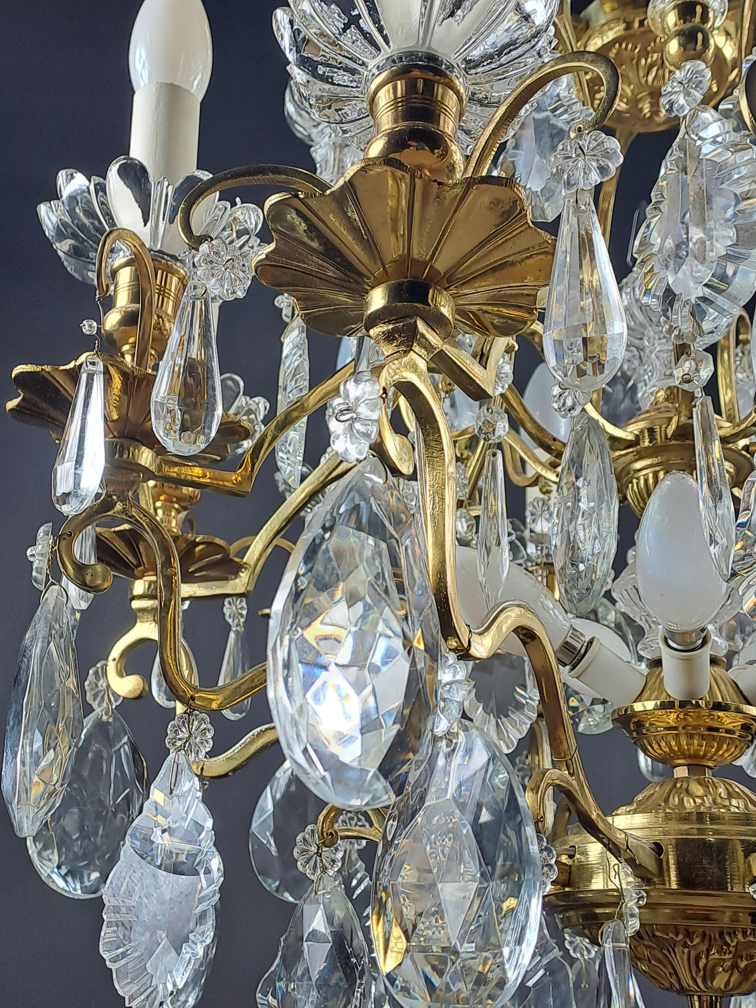 Louis XV Style Cage Chandelier In Gilded Bronze And Baccarat Crystal For Sale 5
