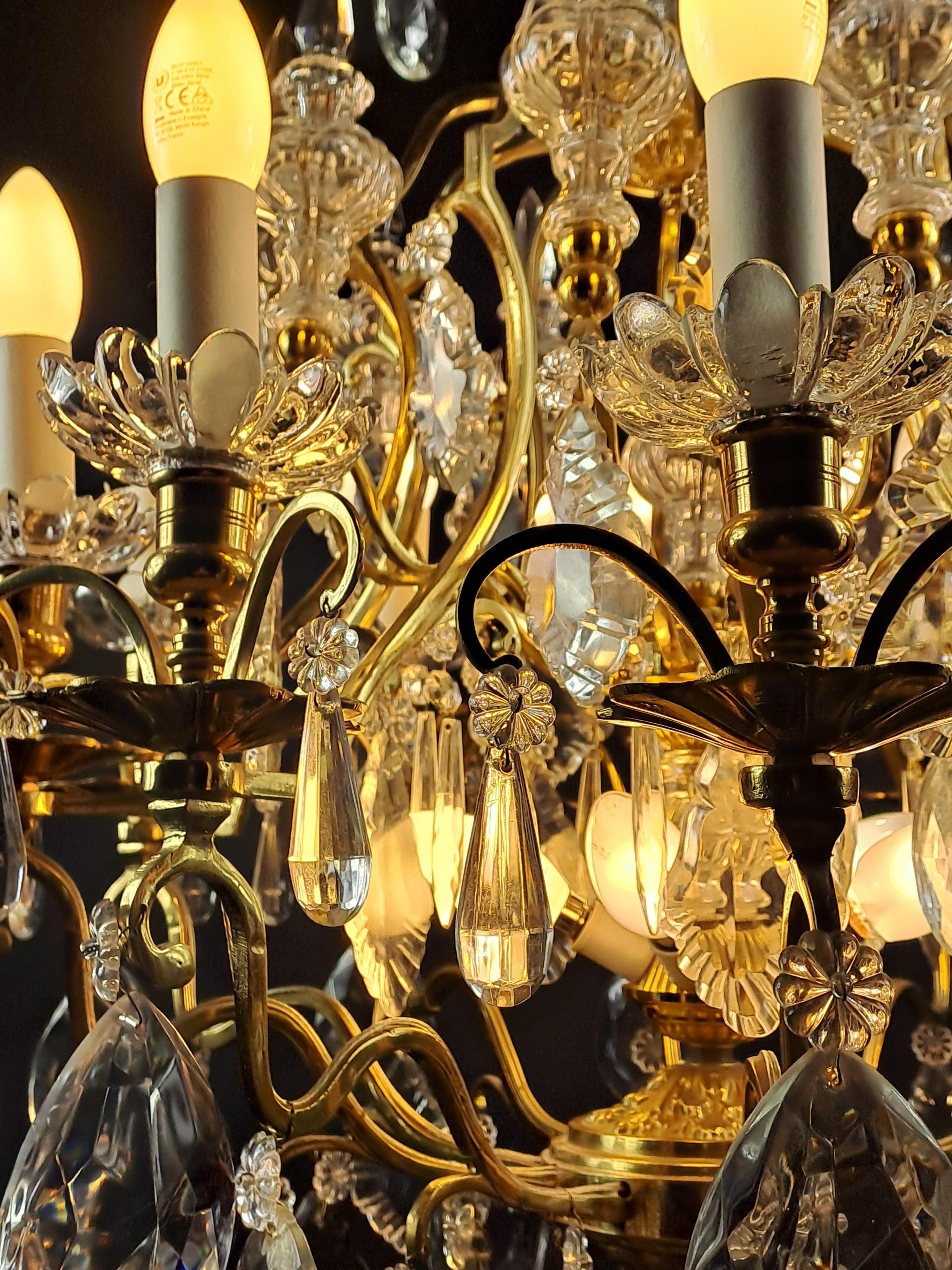 Louis XV Style Cage Chandelier In Gilded Bronze And Baccarat Crystal For Sale 1