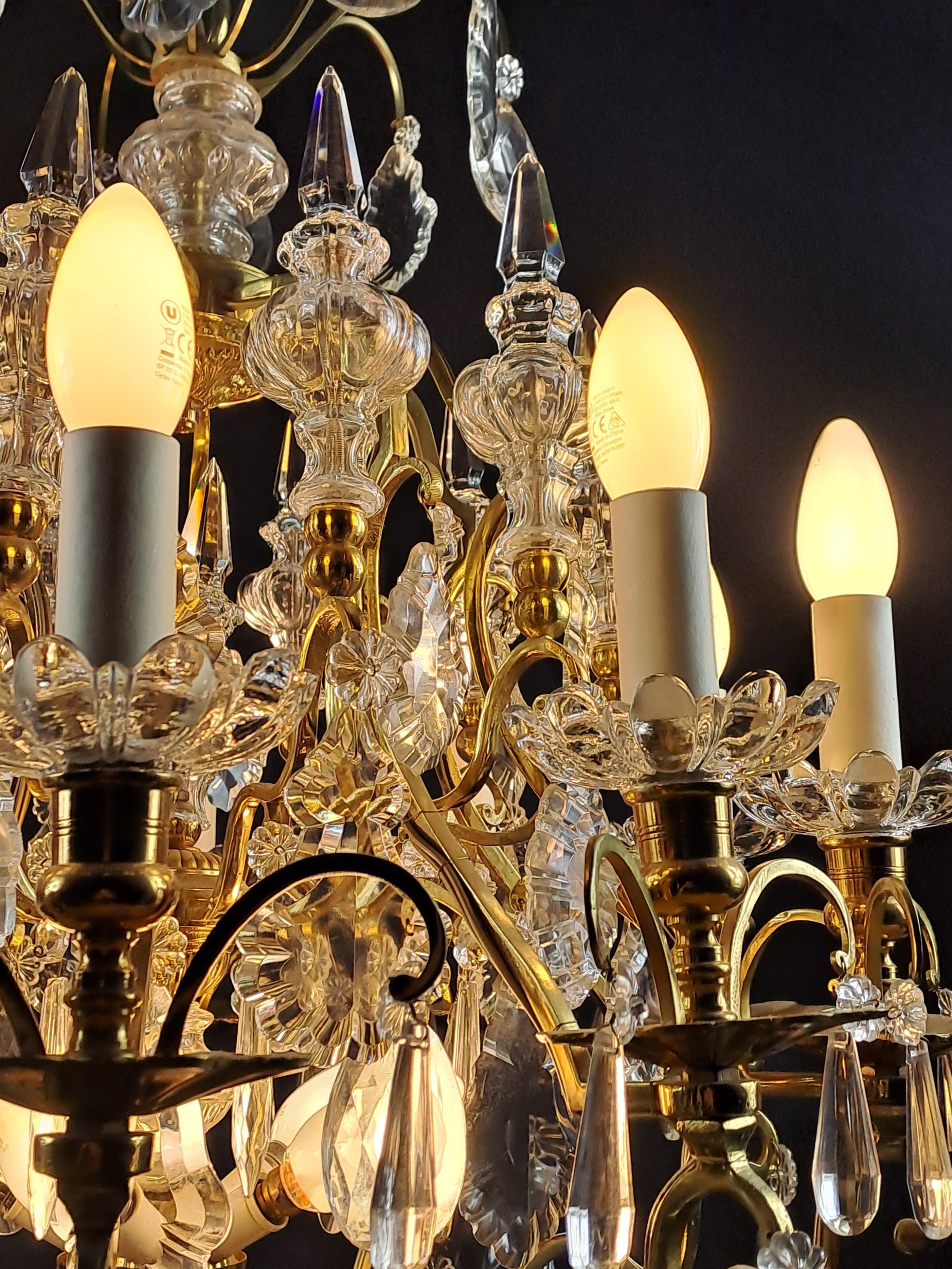 Louis XV Style Cage Chandelier In Gilded Bronze And Baccarat Crystal For Sale 2