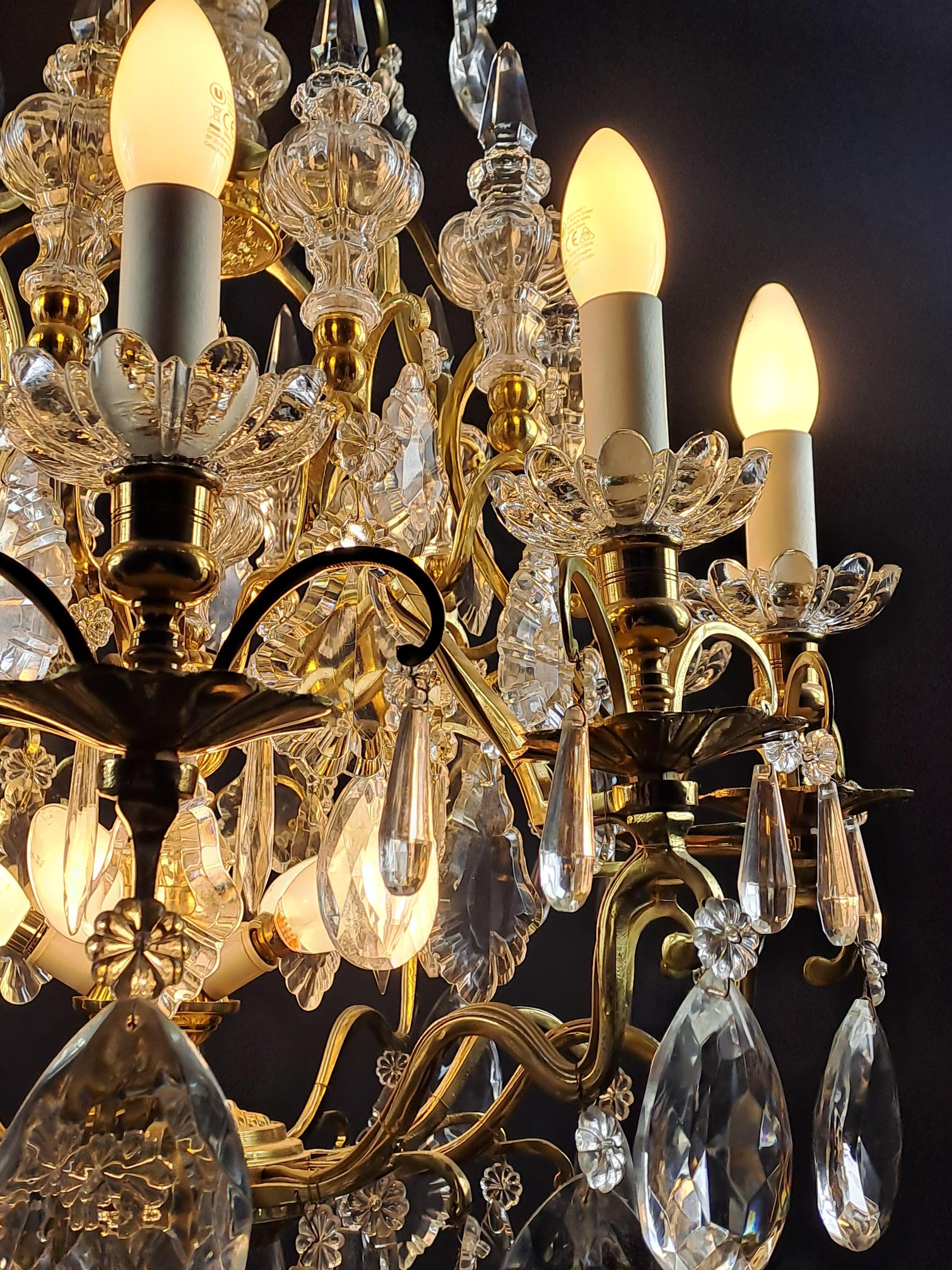 Louis XV Style Cage Chandelier In Gilded Bronze And Baccarat Crystal For Sale 3