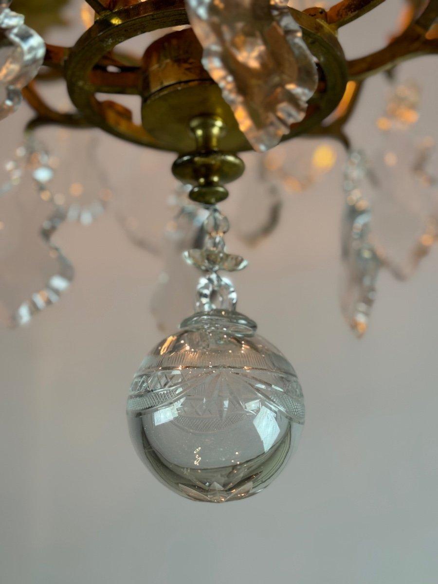 Lampadario a gabbia in stile Luigi XV in bronzo dorato con nappe Circa 1920 In condizioni ottime in vendita a Honnelles, WHT