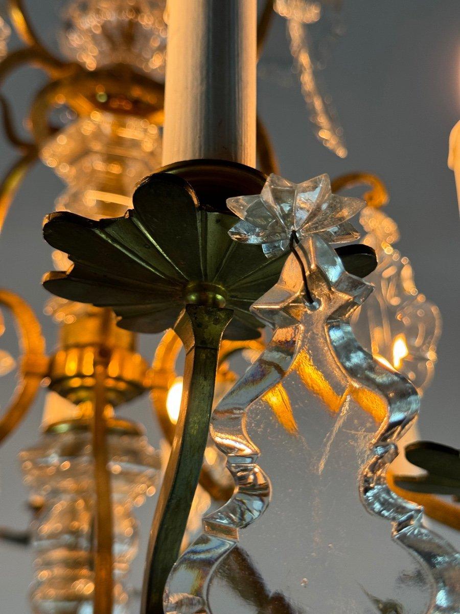 XX secolo Lampadario a gabbia in stile Luigi XV in bronzo dorato con nappe Circa 1920 in vendita