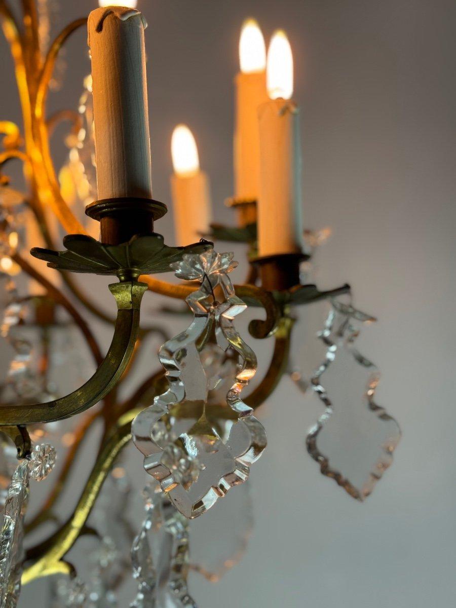Lampadario a gabbia in stile Luigi XV in bronzo dorato con nappe Circa 1920 in vendita 2