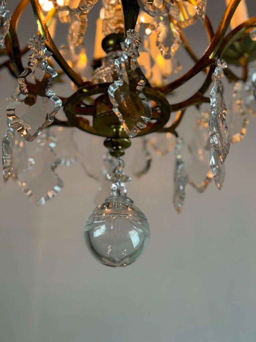Lampadario a gabbia in stile Luigi XV in bronzo dorato con nappe Circa 1920 in vendita 3