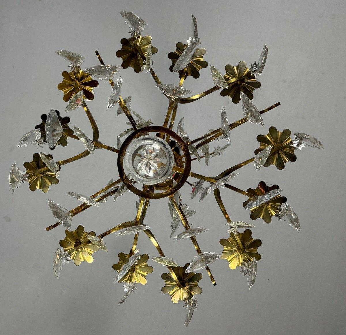 Lampadario a gabbia in stile Luigi XV in bronzo dorato con nappe Circa 1920 in vendita 4