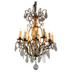 Louis XV Style Cage Chandelier In Gilt Bronze Trimmed With Tassels Circa 1920