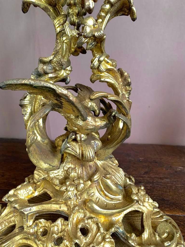 Louis XV Style Candelabra in Guilt Bronze 19th Century In Good Condition For Sale In Beuzevillette, FR