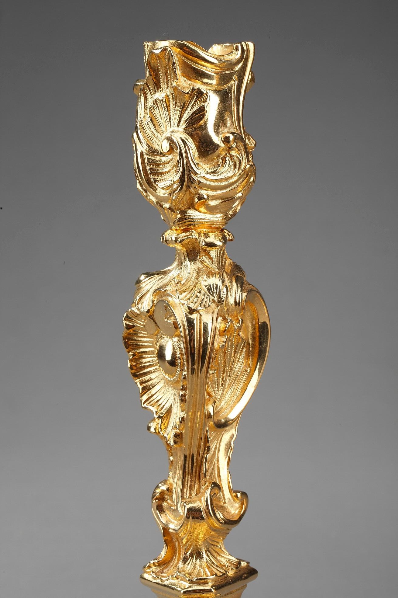 Louis XV Style Candlesticks in Gilt Bronze 1