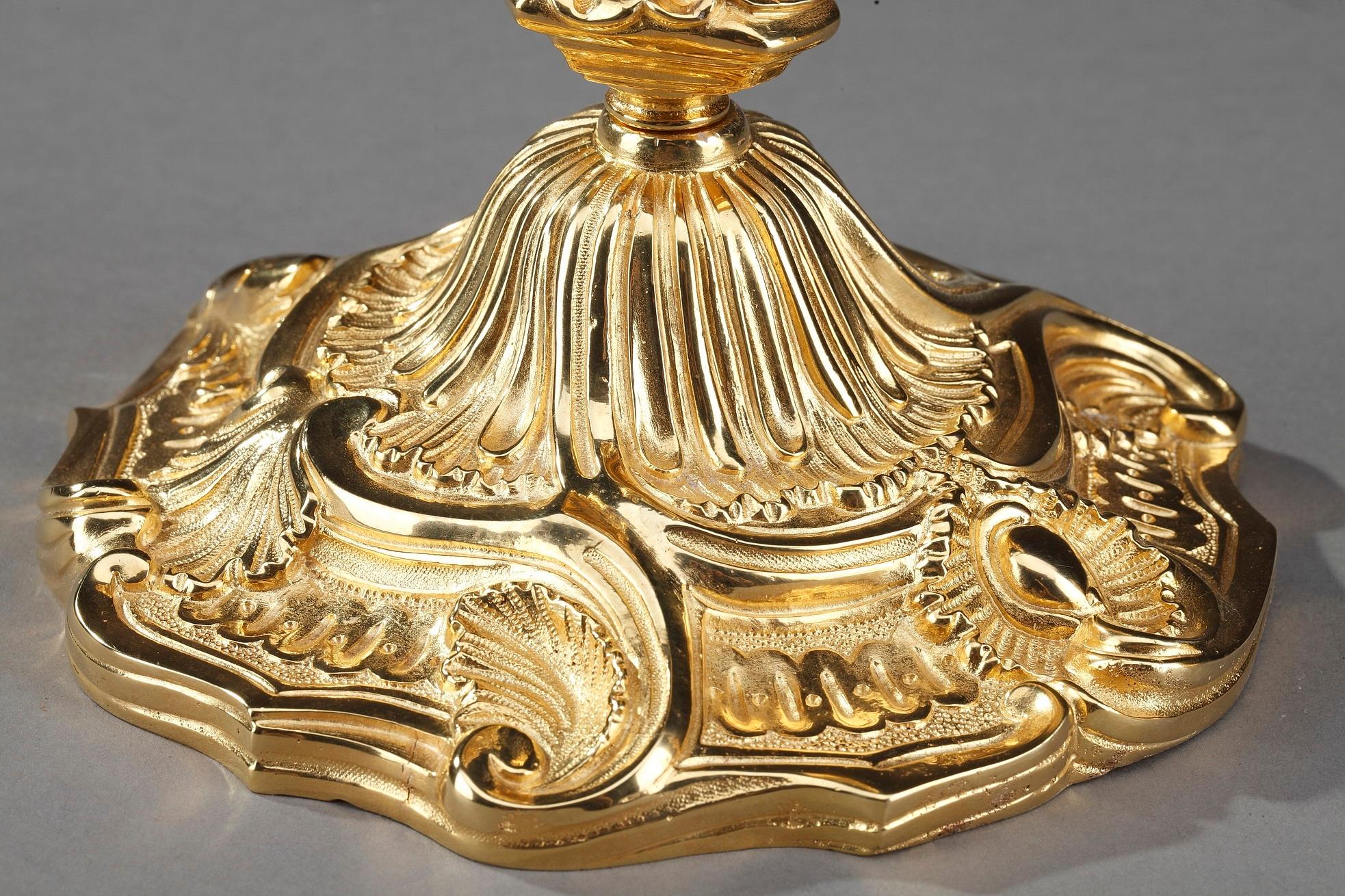 Louis XV Style Candlesticks in Gilt Bronze 3