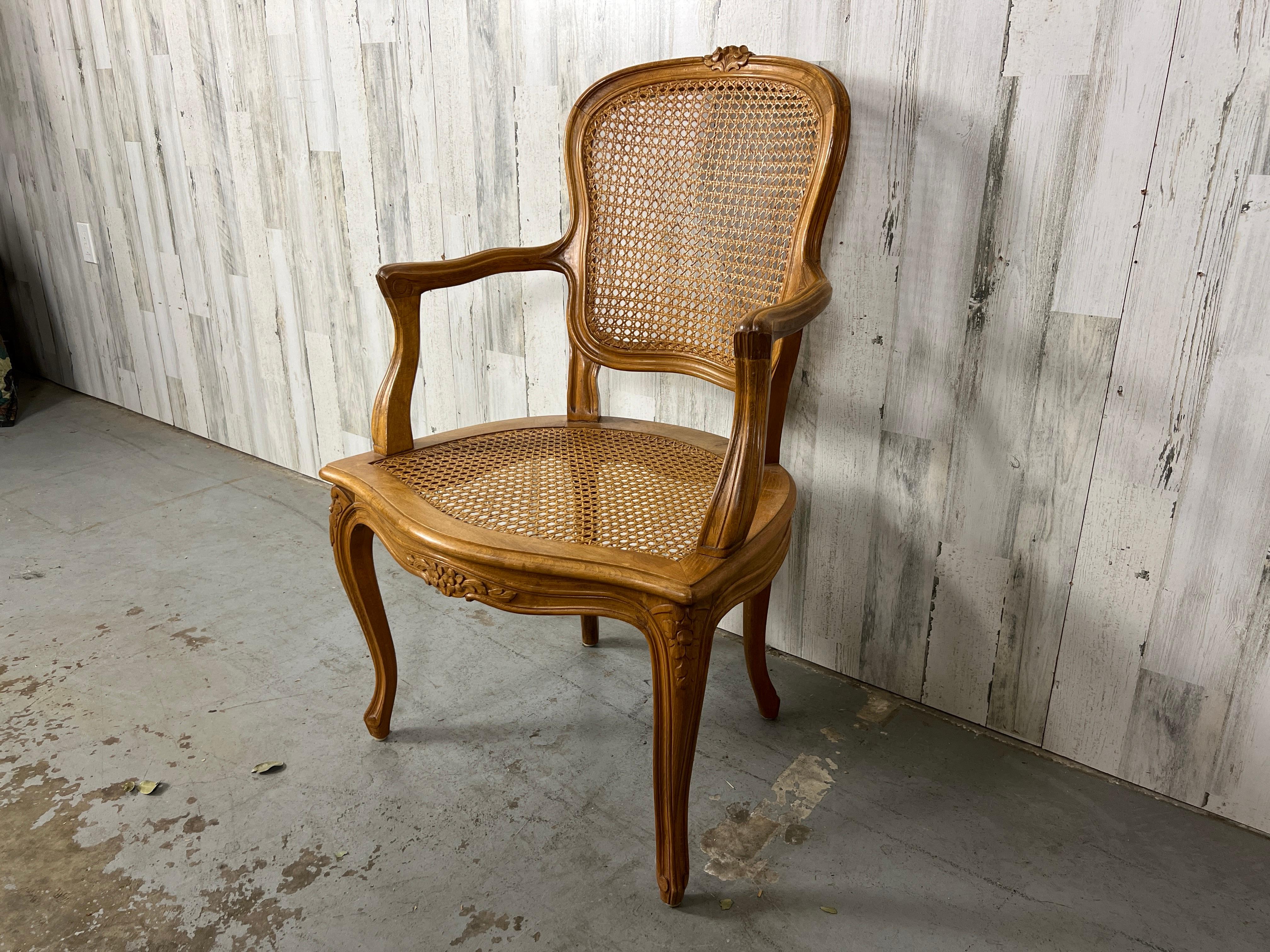 Louis XV style Cane Arm Chair In Good Condition In Denton, TX