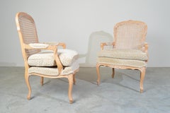 Louis XV Style Cane Back Bergere Chairs After Baker