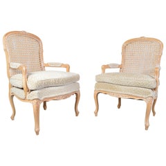 Louis XV Style Cane Back Bergere Chairs After Baker
