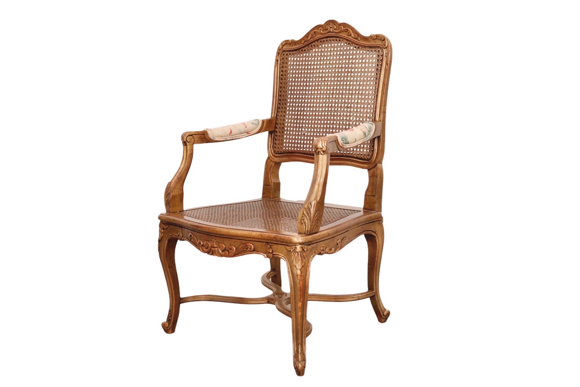 Louis XV Style Caned Chair In Good Condition In Bradenton, FL