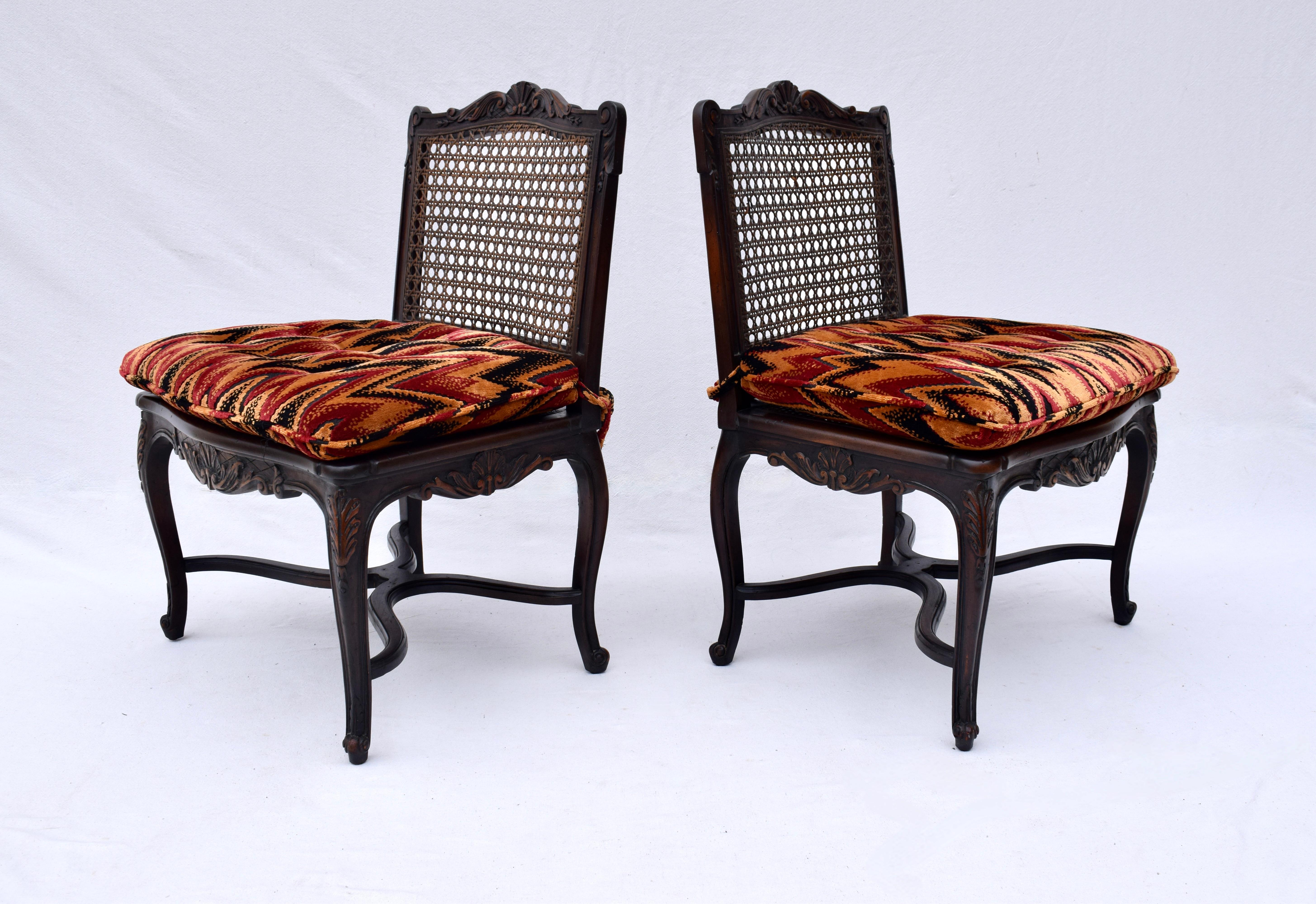 Louis XV Style Caned Slipper Chairs In Good Condition For Sale In Southampton, NJ