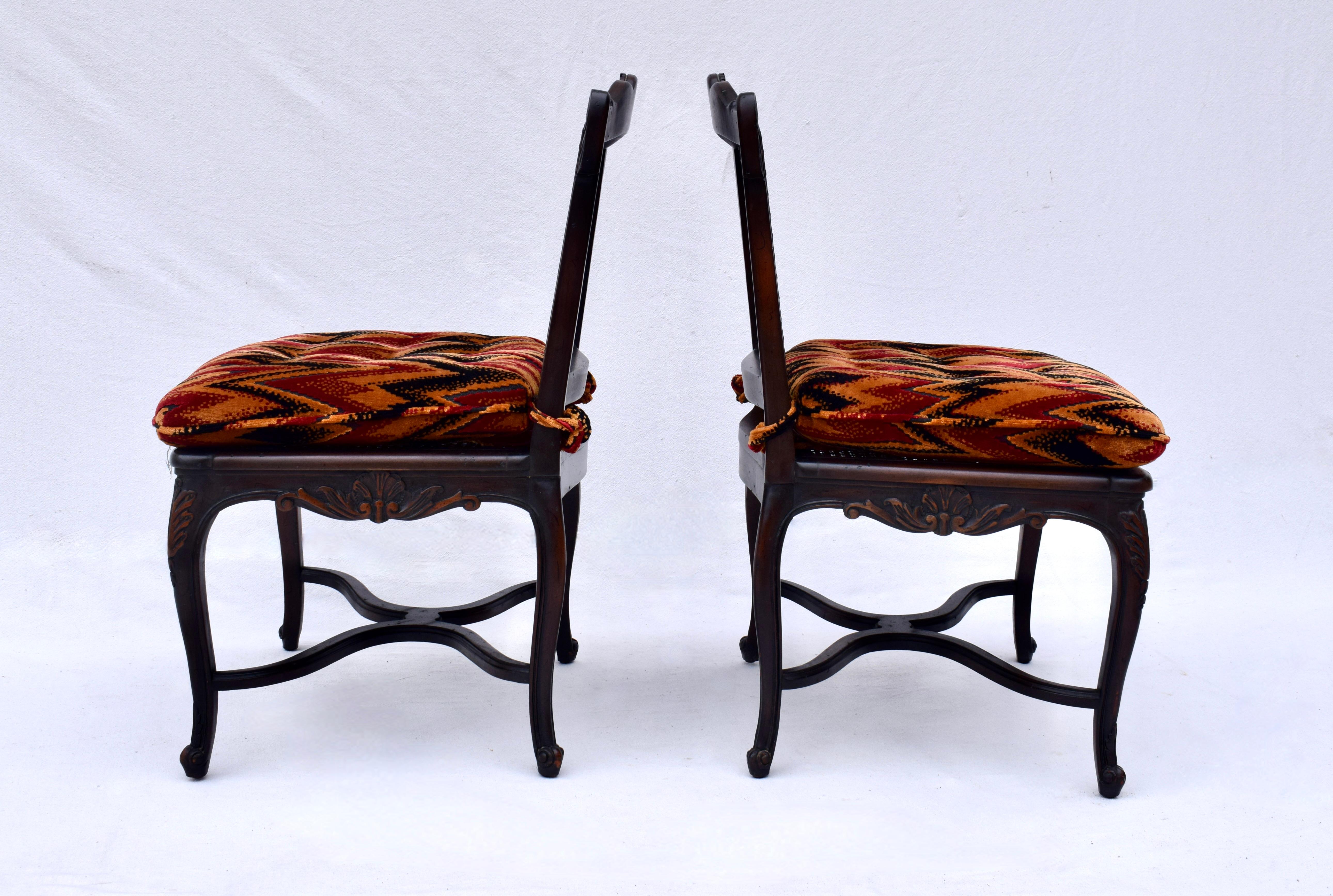 20th Century Louis XV Style Caned Slipper Chairs For Sale