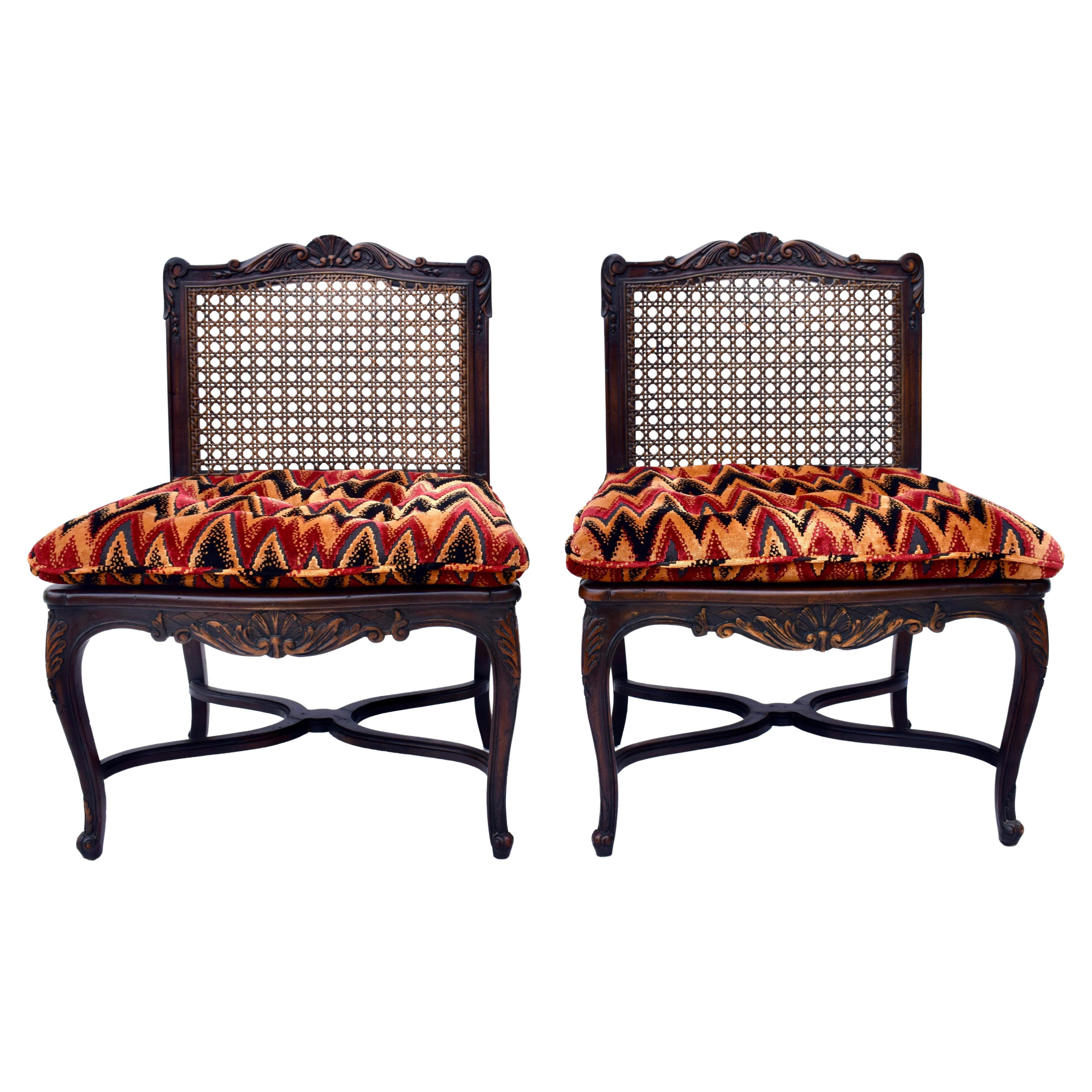 Louis XV Style Caned Slipper Chairs For Sale