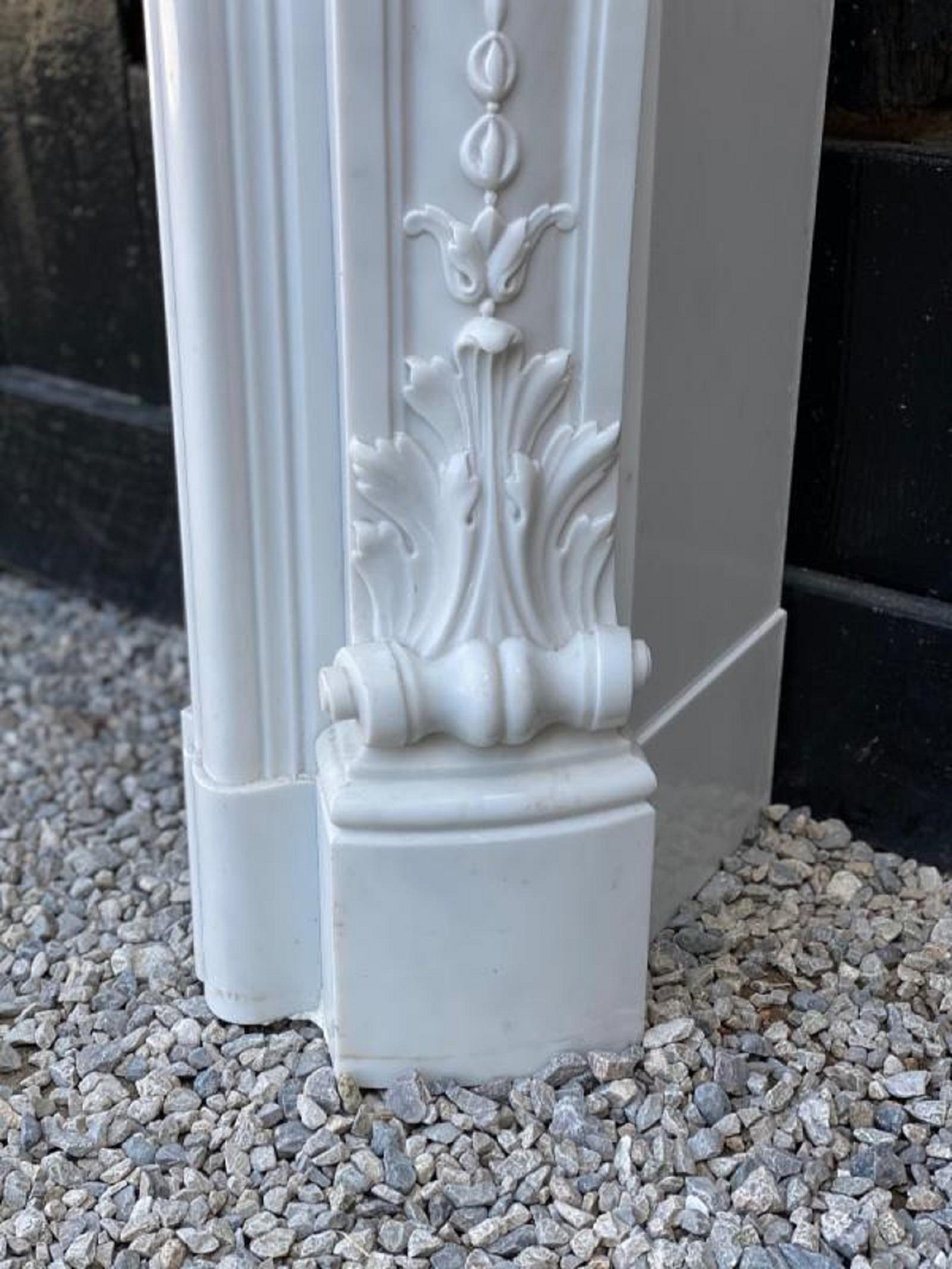 Louis XV Style Carrara Marble Fireplace, Circa 1970 1