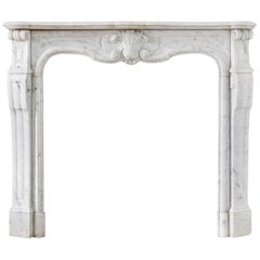 Louis XV Style Carrara Marble Fireplace