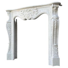 Louis XV style Carrara marble mantel, circa 1980
