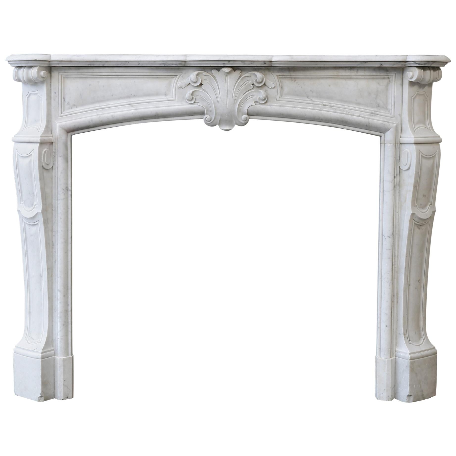 Louis XV Style Carrara Marble Mantel from the 19th Century