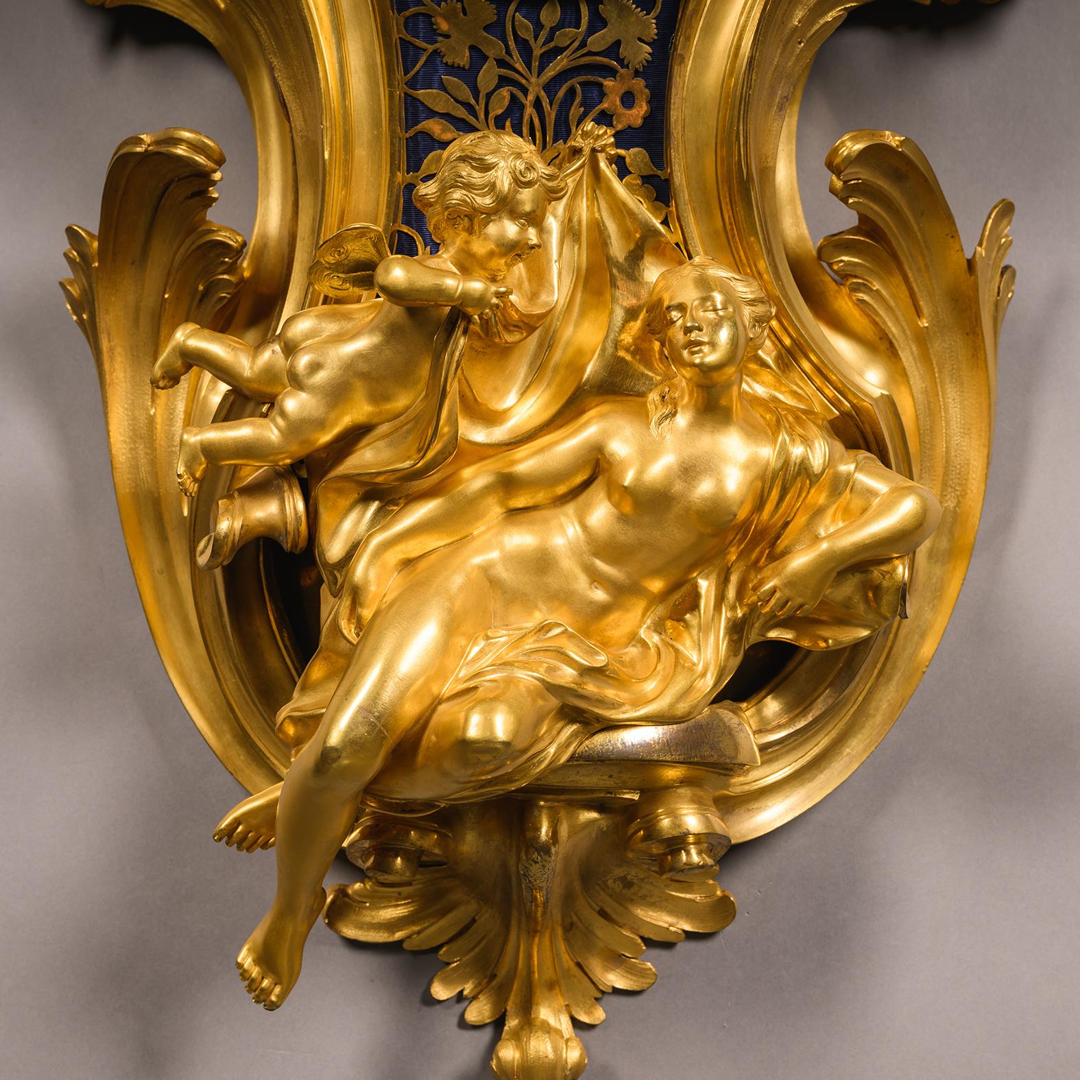 Louis XV Style Cartel d'Applique After Jacques Caffieri. French, circa 1870 In Good Condition For Sale In Brighton, West Sussex
