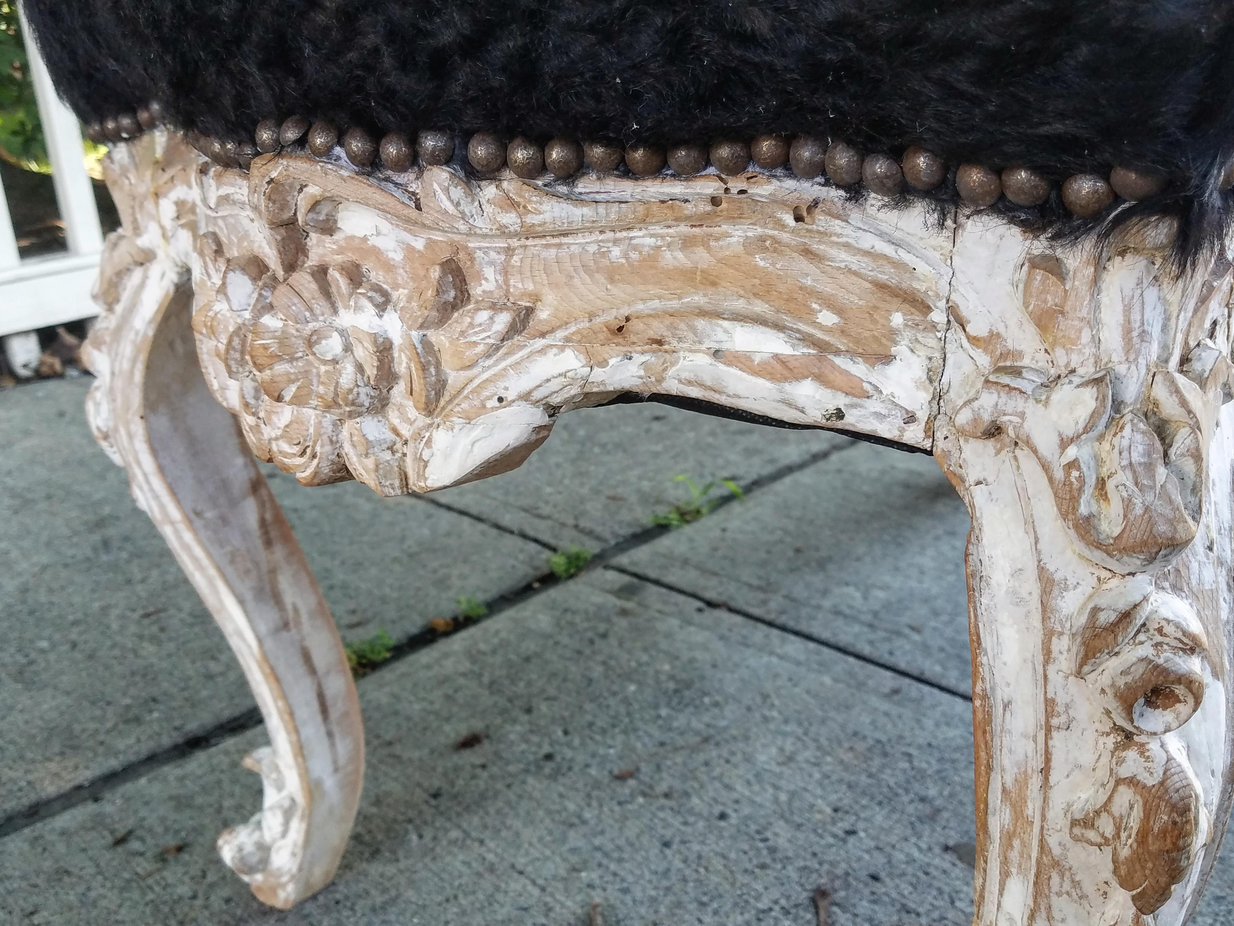 Rococo Louis XV Style Carved and Gessoed Bench