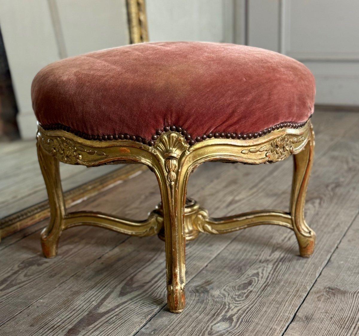 Reposapiés de madera tallada y dorada estilo Luis XV Circa 1880 Madera en venta