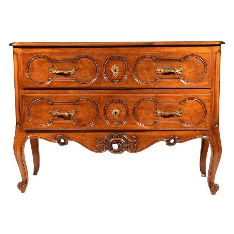 Louis XV Style Carved Commode with Brass Fittings For Sale