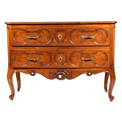 Vintage Louis XV Style Carved Commode with Brass Fittings