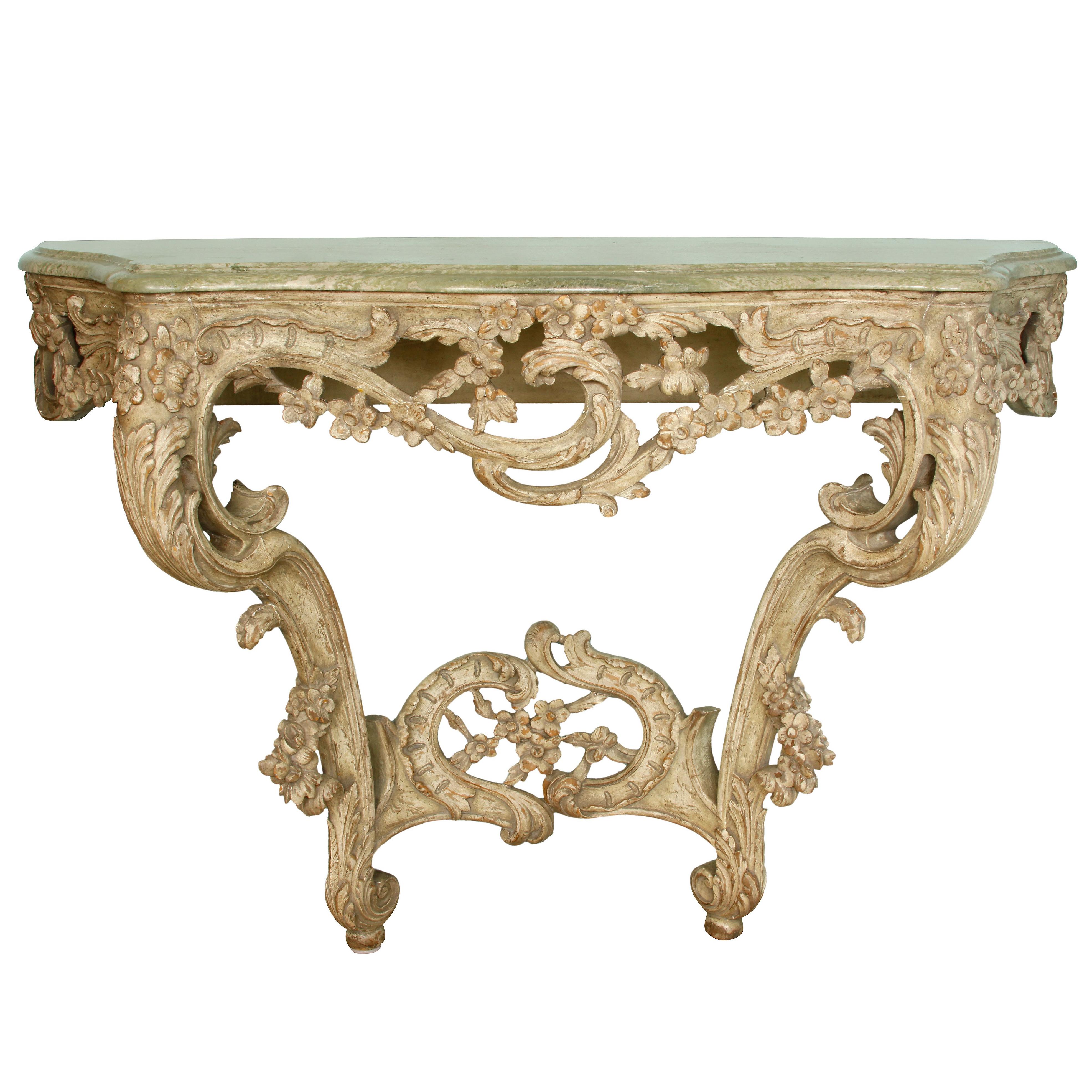 Louis XV Style Carved Console with Marble Top