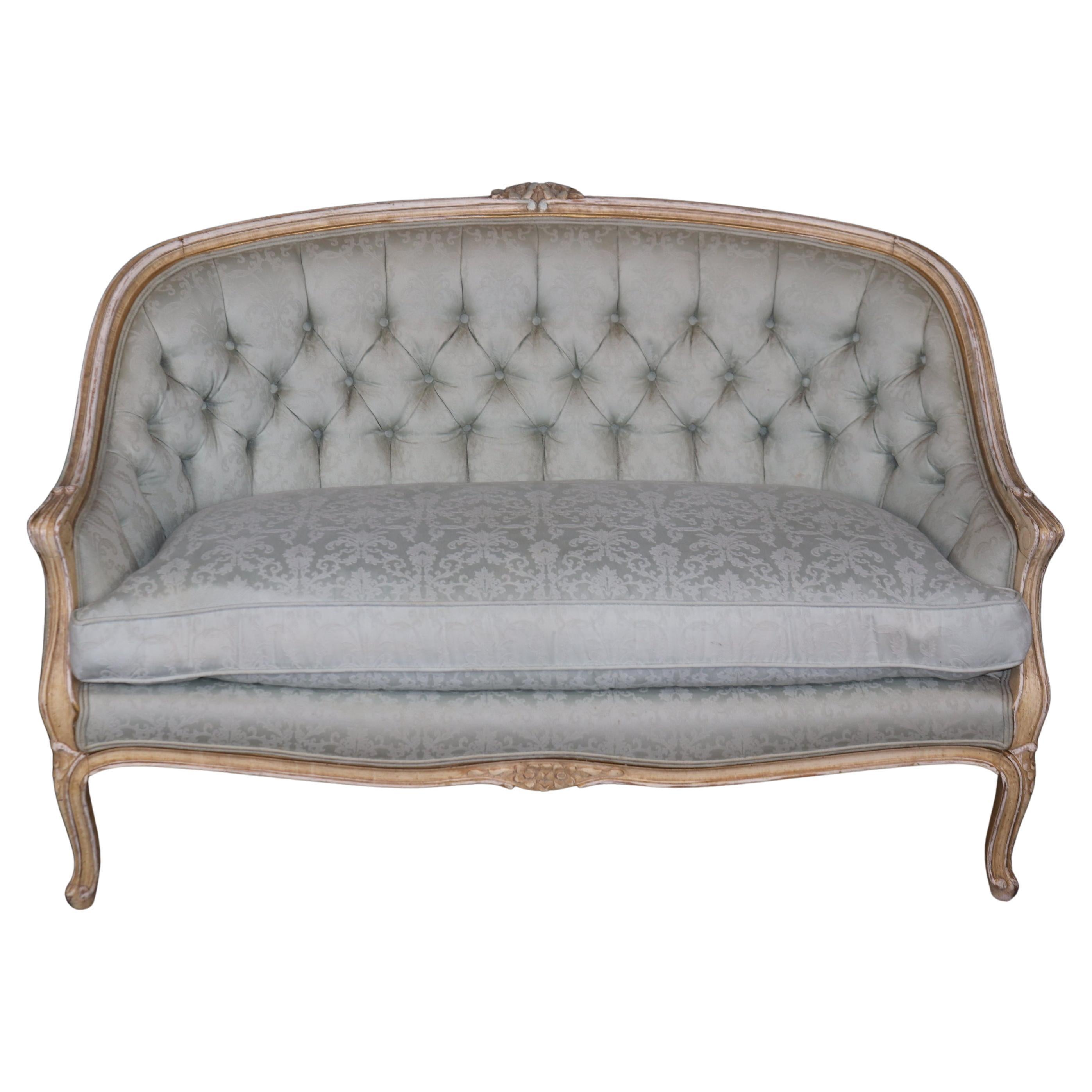 Louis XV Style Carved Creme Paint Decorated Settee