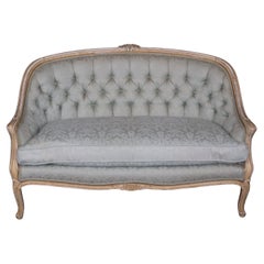 Louis XV Style Carved Creme Paint Decorated Settee