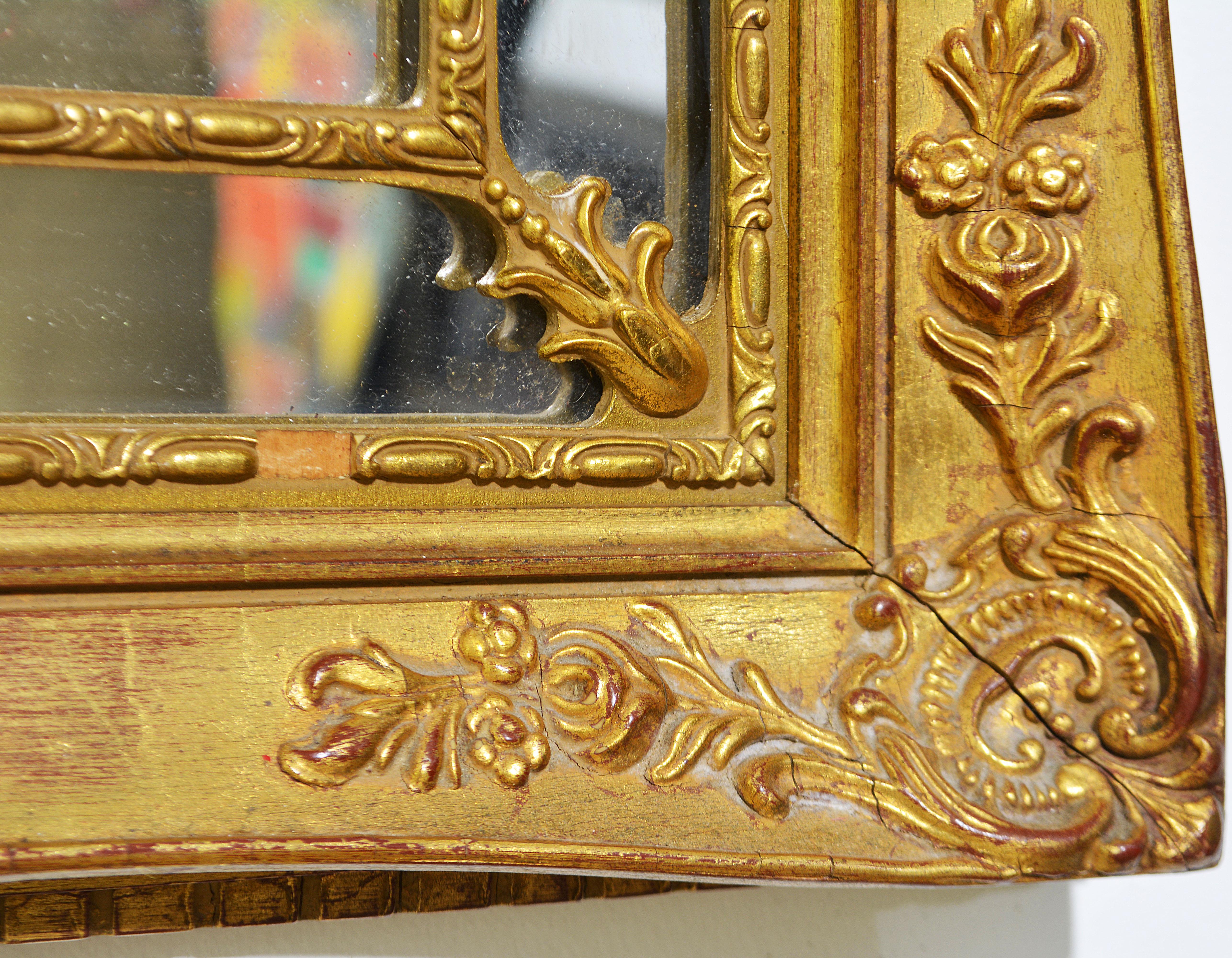 Louis XV Stil geschnitzt domed Giltwood Spiegel mit Wandkonsole Halterung von Labarge im Angebot 1