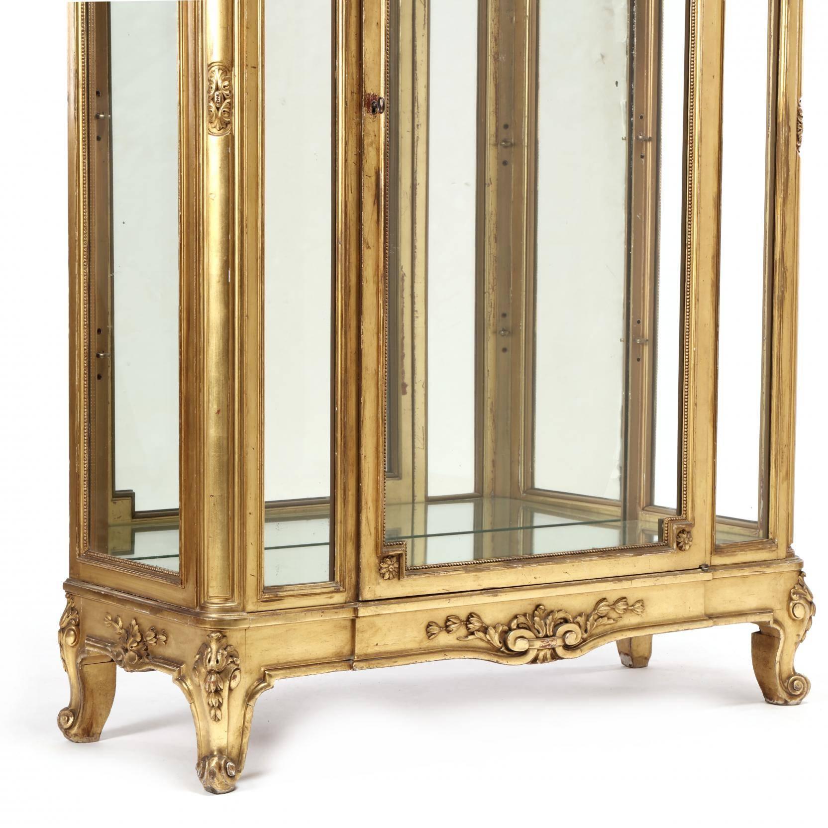 Hand-Crafted Louis XV Style Carved Gilt Vitrine