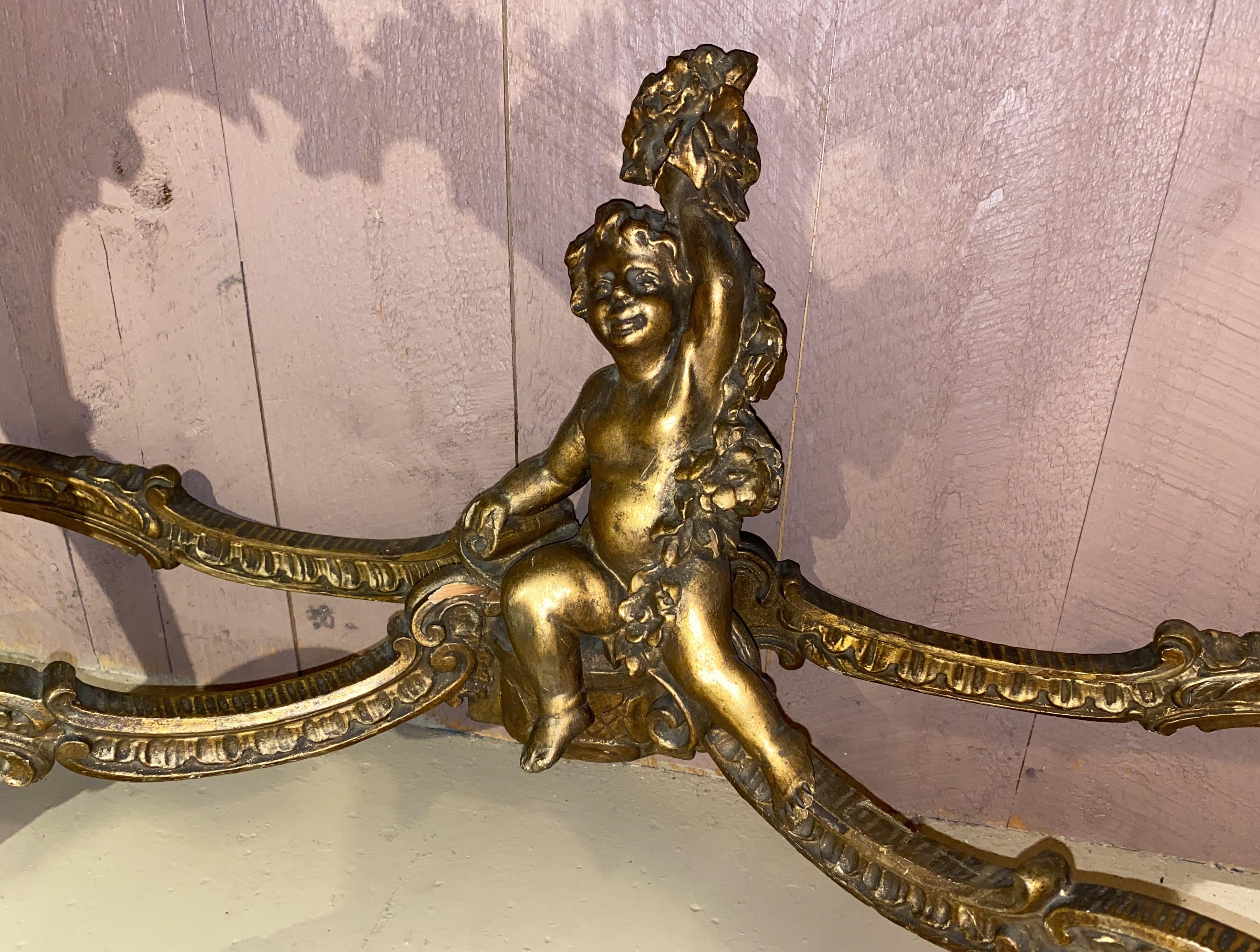 Louis XV Style Carved Giltwood Marble Top Console with Mirror En Suite For Sale 3