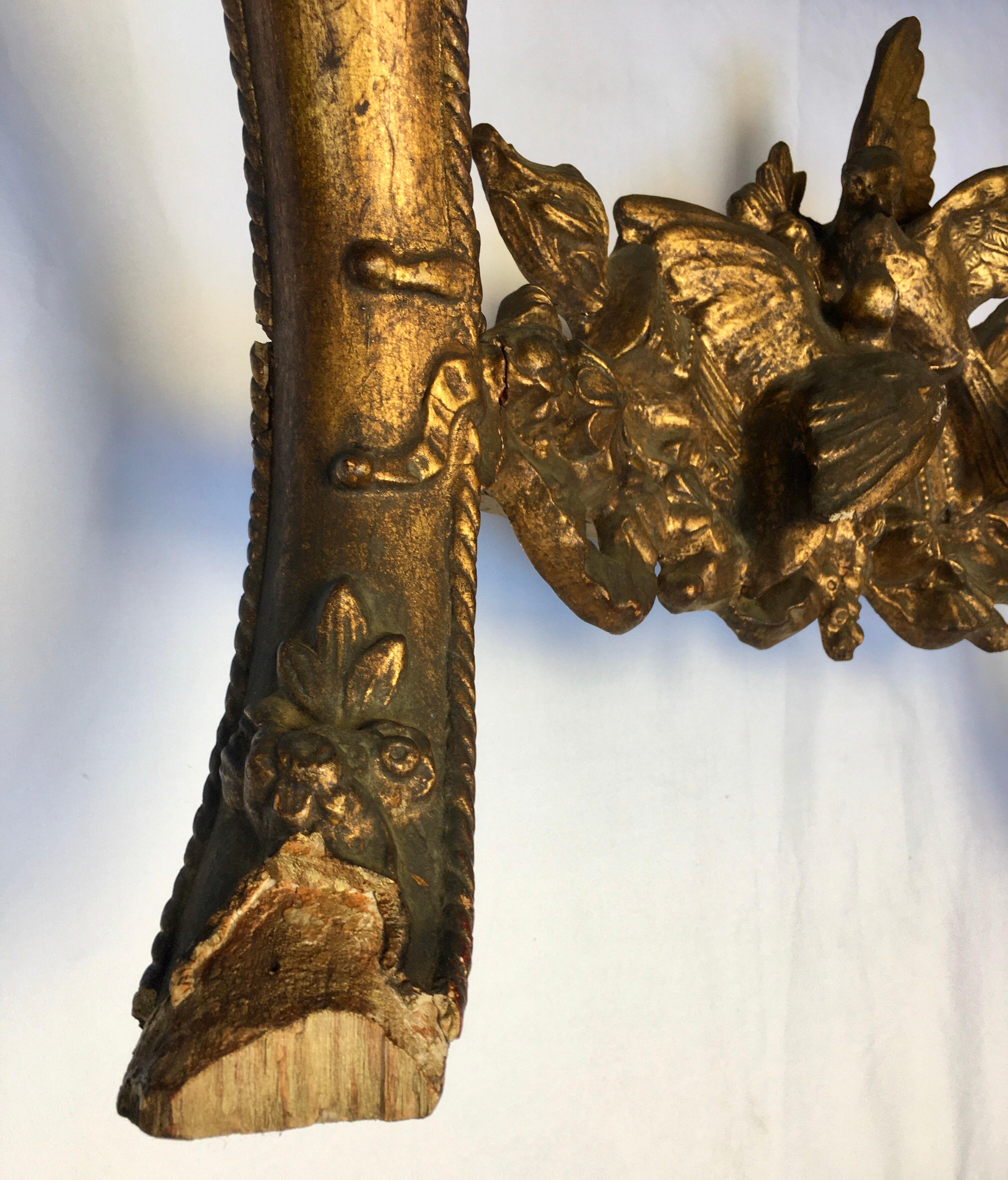 Louis XV Style Carved Giltwood Wall Mounted Bird Console Table, France 13