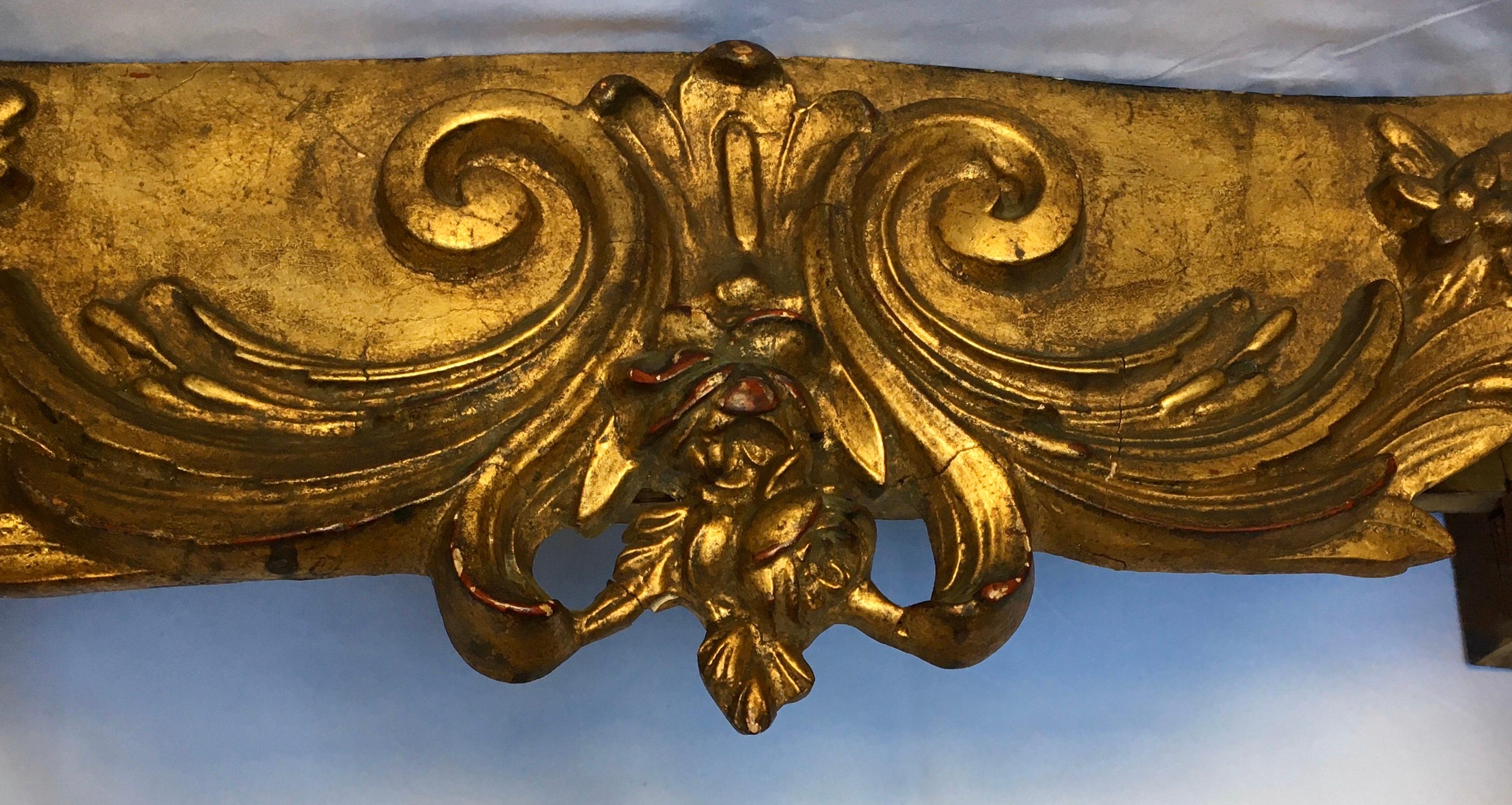 20th Century Louis XV Style Carved Giltwood Wall Mounted Bird Console Table, France