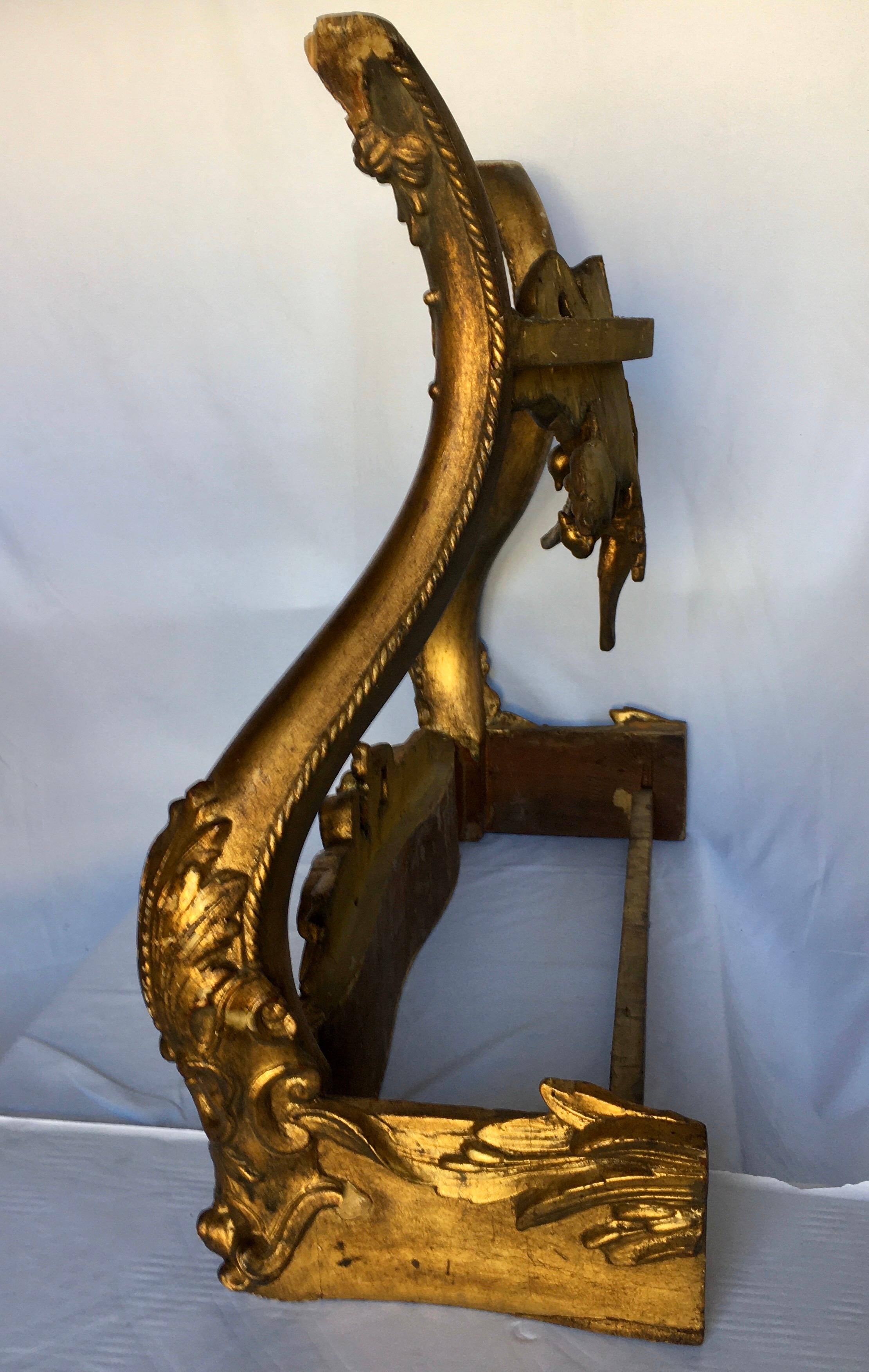 Louis XV Style Carved Giltwood Wall Mounted Bird Console Table, France 1