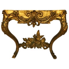 Louis XV Style Carved Giltwood Wall Mounted Bird Console Table, France