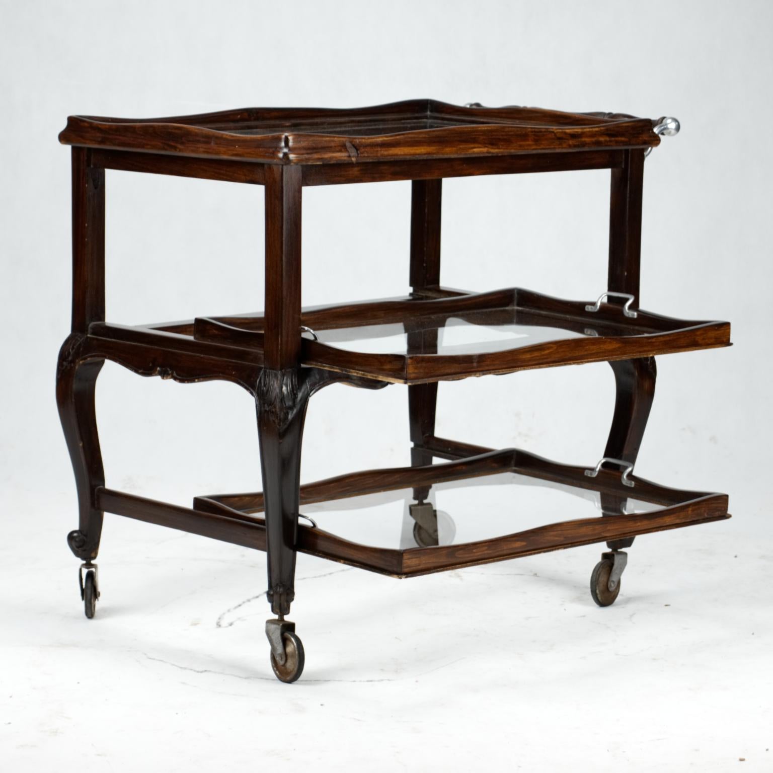 Louis XV Style Carved Oak Bar Cart, circa 1900 In Good Condition In Lucenec, SK