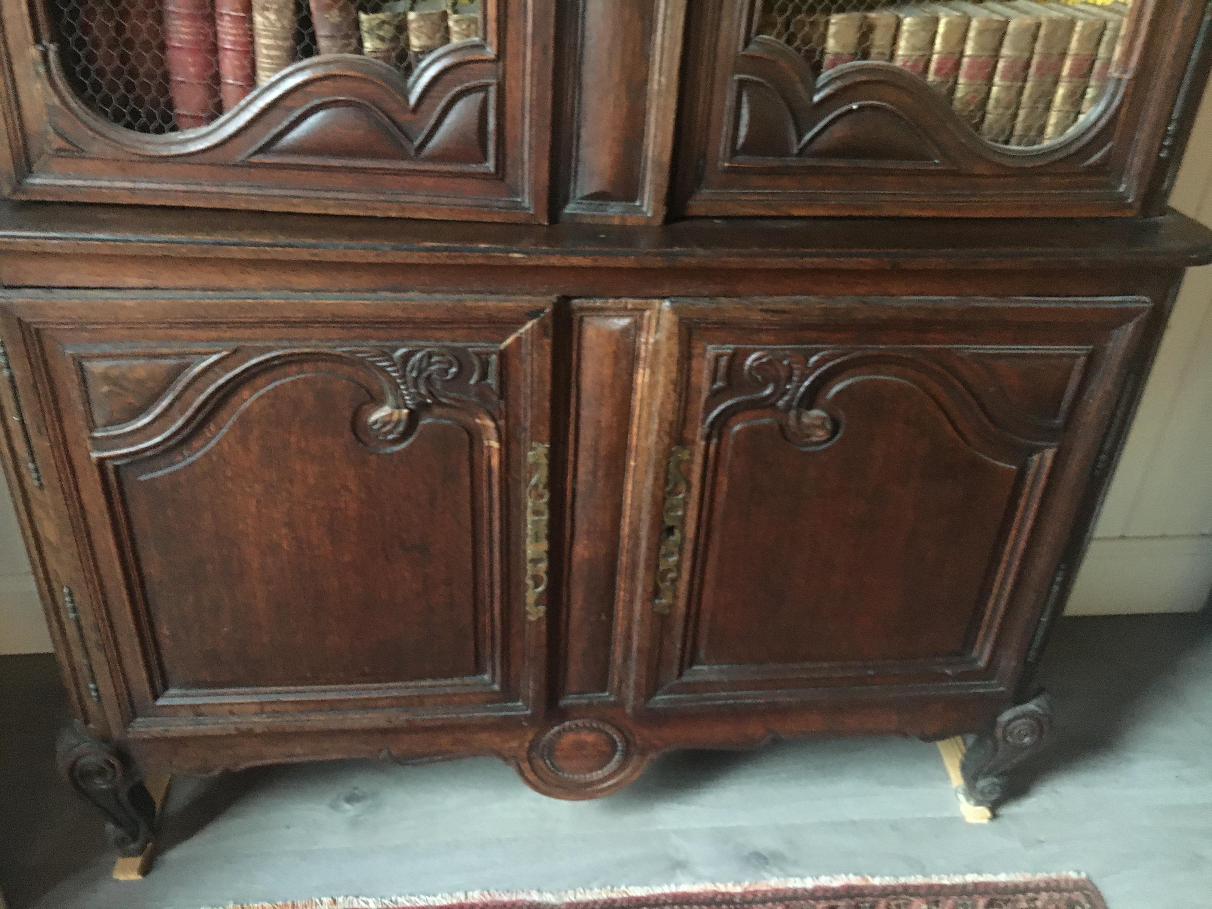 Louis XV Style Carved Oak Cabinet, Great Storage And Great Color/Patination. For Sale 1