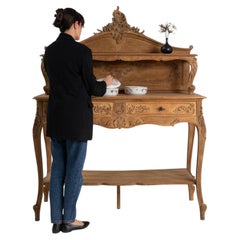 Louis XV Style Carved Oak Console, France, 19th Century