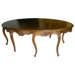 Louis XV Style Carved Oval Oak Dining Table, 19th Century