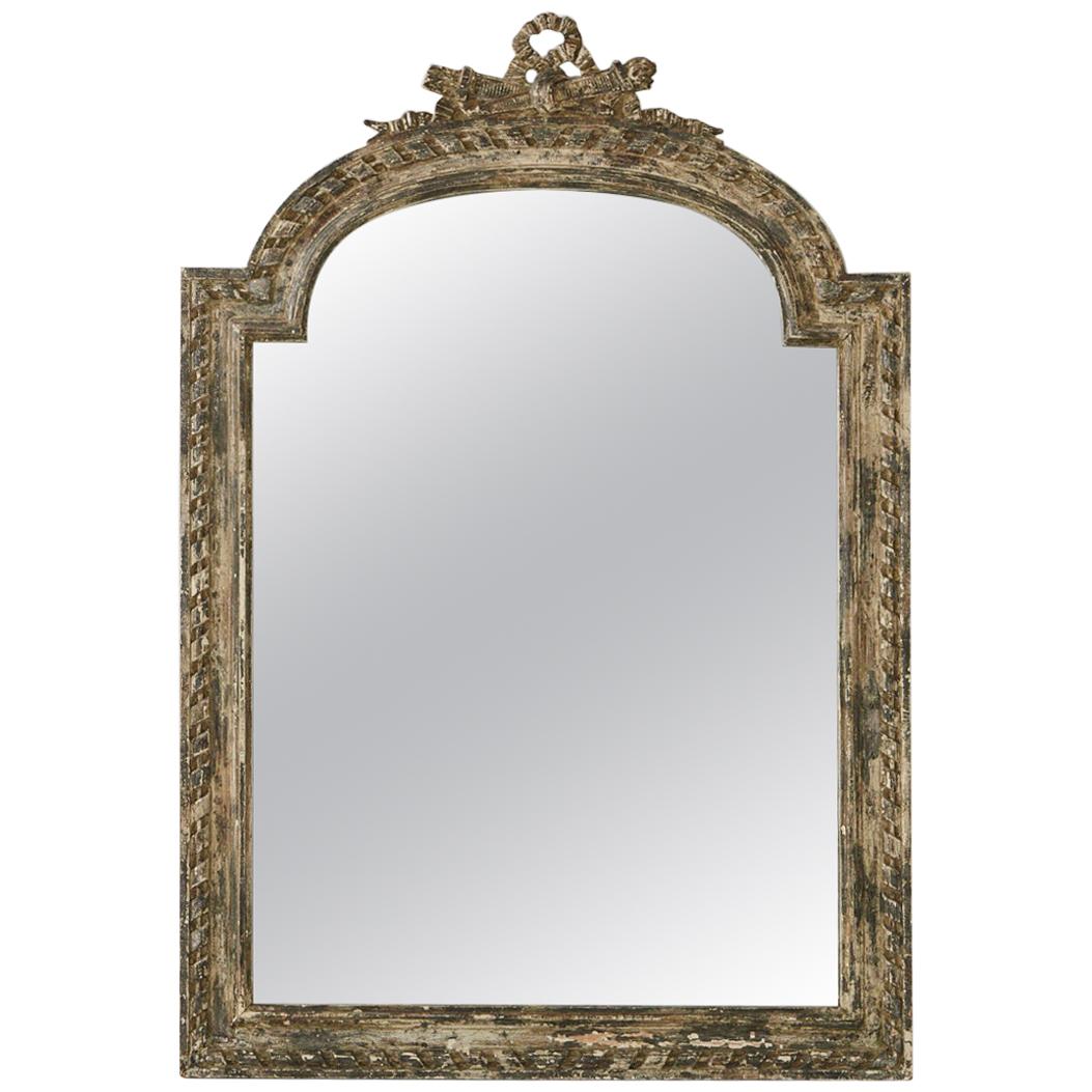 Louis XV Style Carved Wall Mirror with Distressed Finish, France, 19th Century