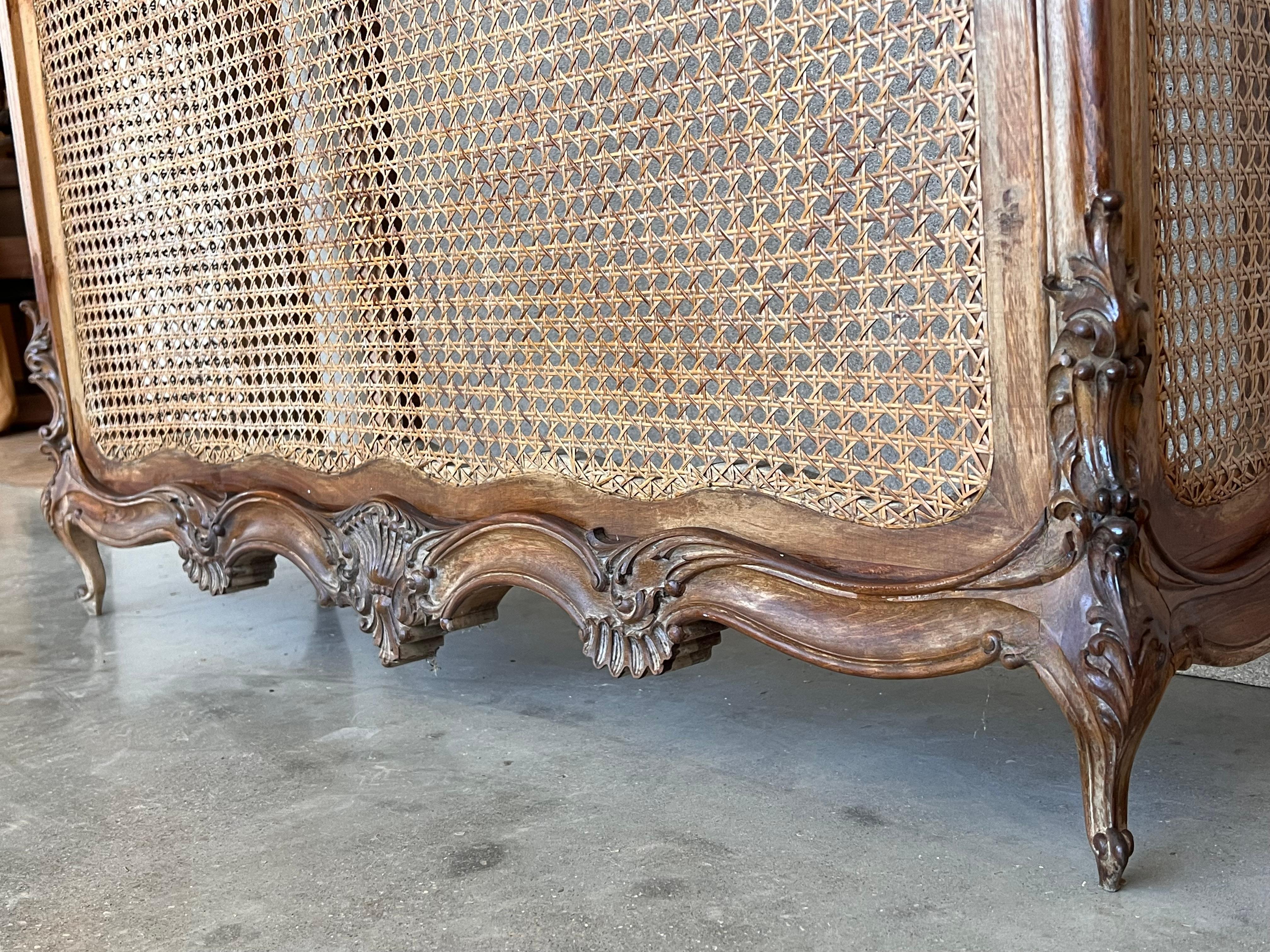 Louis XV Style Carved Walnut and Cane Console or Radiator Cover Spain circa 1920 4