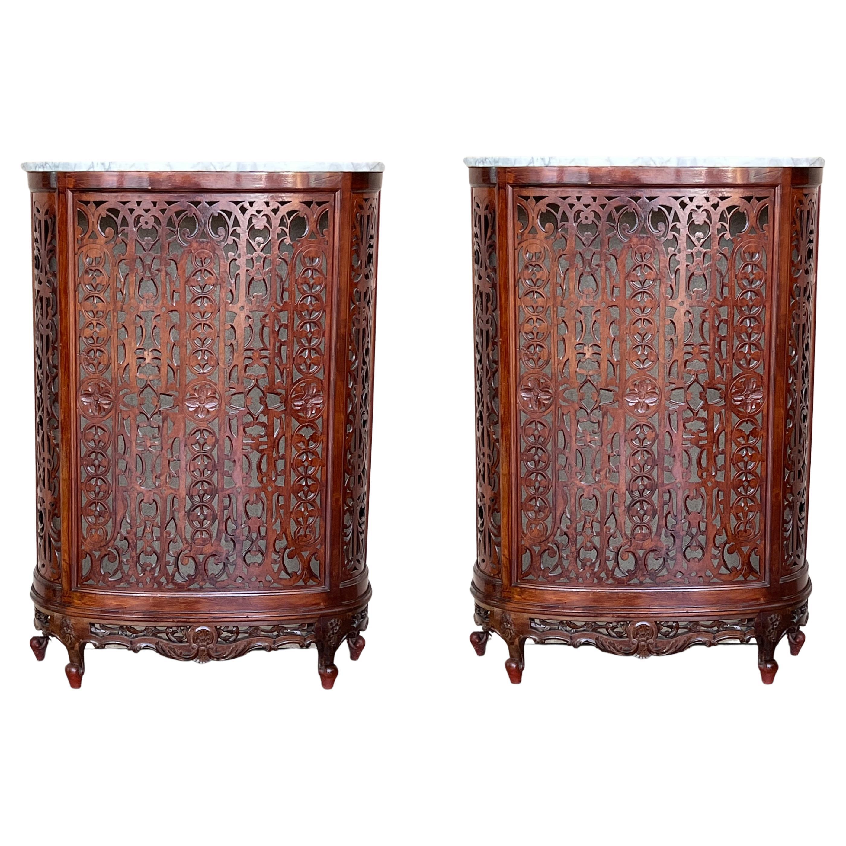 Louis XV Style Carved Walnut and Marble Top Console Table or Radiator Cover For Sale