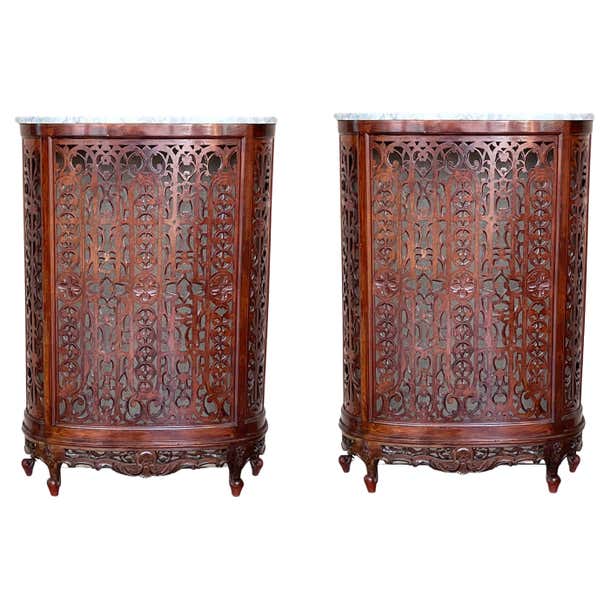 Louis XV Style Carved Walnut and Marble Top Console Table or Radiator ...